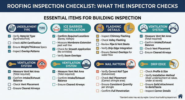 Building code inspection checklist for residential roofing projects