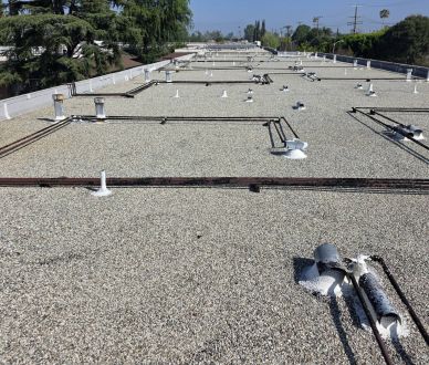 Aerial view of a commercial flat roof in Reseda, CA
