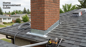 Correctly installed chimney flashing with step flashing and counter flashing properly overlapped