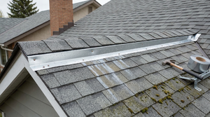 Zinc strip installed along roof ridge to prevent future moss and algae growth