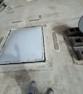 Row of skylights on a flat roof in Fort Worth, TX